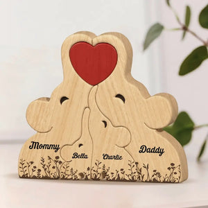 Family Is The Most Important Thing - Family Personalized Custom Elephant Shaped Wooden Art Puzzle - Wooden Pet Carvings, Wood Sculpture Table Ornaments, Carved Wood Decor - Gift For Family Members