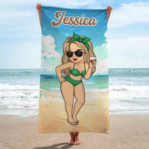 Sunsets And Sweet Serenades - Bestie Personalized Custom Beach Towel - Summer Vacation Gift, Birthday Pool Party Gift For Best Friends, BFF, Sisters