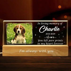 Custom Photo You Left Paw Prints In My Heart Forever - Memorial Personalized Custom Acrylic Letters 3D LED Night Light - Sympathy Gift For Pet Owners, Pet Lovers