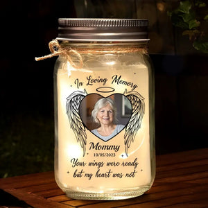 Custom Photo Forever In Our Hearts - Memorial Personalized Custom Mason Jar Light - Sympathy Gift For Family Members