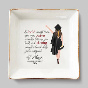 Dream Big And Just Go For It - Family Personalized Custom Jewelry Dish - Graduation Gift For Family Members, Siblings, Brothers, Sisters