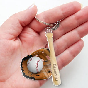 Every Strike Brings Me Closer To The Next Home Run - Family Personalized Custom Shaped Acrylic Keychain - Gift For Family Members, Sport Lovers, Sport Players