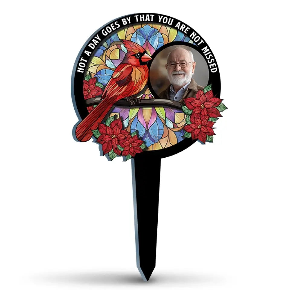 Custom Photo We're Always With You - Memorial Personalized Custom Stain Glass Style Acrylic Garden Stake - Sympathy Gift For Family Members