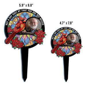 Custom Photo We're Always With You - Memorial Personalized Custom Stain Glass Style Acrylic Garden Stake - Sympathy Gift For Family Members