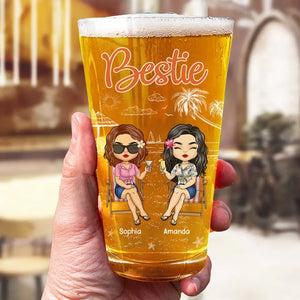 Cheers To Good Friends And Great Beer - Bestie Personalized Custom Beer Glass - Summer Vacation Gift For Best Friends, BFF, Sisters, Coworkers