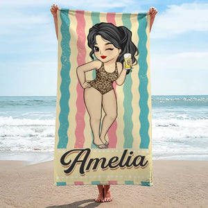 On Enjoying Every Part Of Summer - Bestie Personalized Custom Beach Towel - Summer Vacation Gift, Birthday Pool Party Gift For Best Friends, BFF, Sisters