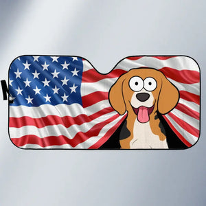 Land Of The Free & Furry - Dog & Cat Personalized Custom Auto Windshield Sunshade, Car Window Protector - 4th Of July, Gift For Pet Owners, Pet Lovers