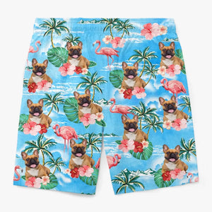 Custom Photo Beach Vibes And Wagging Tails - Dog & Cat Personalized Custom Tropical Hawaiian Aloha Men Beach Shorts - Summer Vacation Gift, Birthday Party Gift For Pet Owners, Pet Lovers