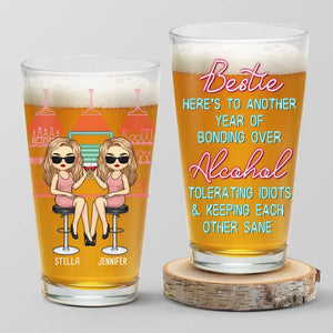 Sometimes The Best Therapy Is Drinking - Bestie Personalized Custom Beer Glass - Gift For Best Friends, BFF, Sisters, Coworkers