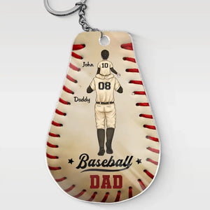 Baseball Dad - Family Personalized Custom Shaped Acrylic Keychain - Gift For Family Members, Sport Lovers, Sport Players