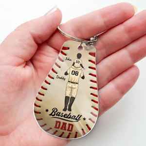 Baseball Dad - Family Personalized Custom Shaped Acrylic Keychain - Gift For Family Members, Sport Lovers, Sport Players