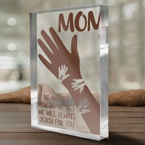 Your Hand Holds Our Tiny Hearts - Family Personalized Custom Rectangle Shaped Acrylic Plaque - Gift For Mom, Grandma