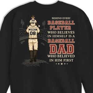 Behind Every Baseball Player - Family Personalized Custom Back Printed Unisex T-shirt, Hoodie, Sweatshirt - Gift For Dad, Sport Lovers, Sport Players