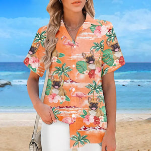 Custom Photo Beach Time - Dog & Cat Personalized Custom Unisex Tropical Hawaiian Aloha Shirt - Summer Vacation Gift, Gift For Pet Owners, Pet Lovers