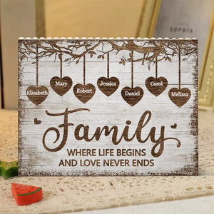 Family Is Where Love Never Ends - Family Personalized Custom Horizontal Rectangle Shaped Building Brick Blocks - Gift For Family Members