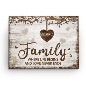 Family Is Where Love Never Ends - Family Personalized Custom Horizontal Rectangle Shaped Building Brick Blocks - Gift For Family Members