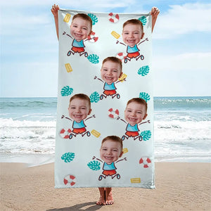 Custom Photo Pack Your Bags With Snacks And Smiles- Family Personalized Custom Beach Towel - Summer Vacation Gift For Family Members