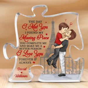 You Will Forever Be My Always - Couple Personalized Custom Puzzle Shaped Acrylic Plaque - Gift For Husband Wife, Anniversary, LGBTQ+