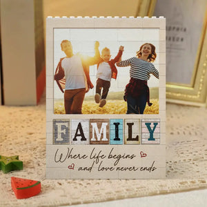 Custom Photo Together We Have It All - Family Personalized Custom Vertical Rectangle Shaped Building Brick Blocks - Gift For Family Members