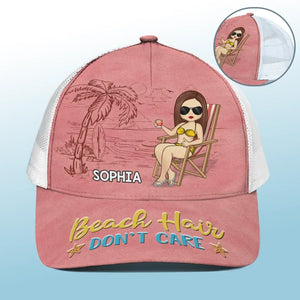 I Left My Heart At The Beach - Bestie Personalized Custom Mesh-back Baseball Cap, Baseball Trucker Cap - Summer Vacation Gift For Best Friends, BFF, Sisters