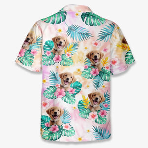 Custom Photo A Happy Family Is But An Earlier Heaven - Family Personalized Custom Unisex Tropical Hawaiian Aloha Shirt - Summer Vacation Gift, Gift For Family Members, Pet Owners, Pet Lovers