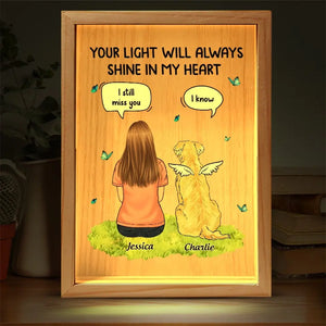 Your Light Will Always Shine In My Heart - Memorial Personalized Custom Frame Light Box - Sympathy Gift For Pet Owners, Pet Lovers