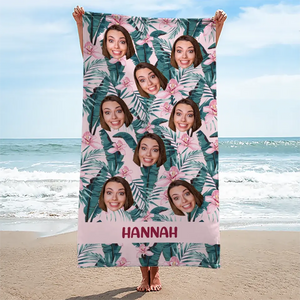 Custom Photo In Summer, The Song Sings Itself - Family Personalized Custom Beach Towel - Summer Vacation Gift, Birthday Pool Party Gift For Family Members, Pet Owners, Pet Lovers