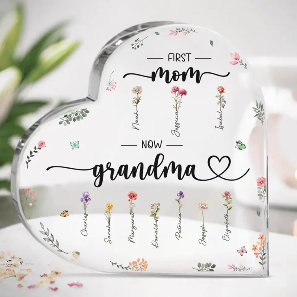 Thank You For Your Endless Love And Lessons - Family Personalized Custom Heart Shaped Acrylic Plaque - Gift For Mom, Grandma