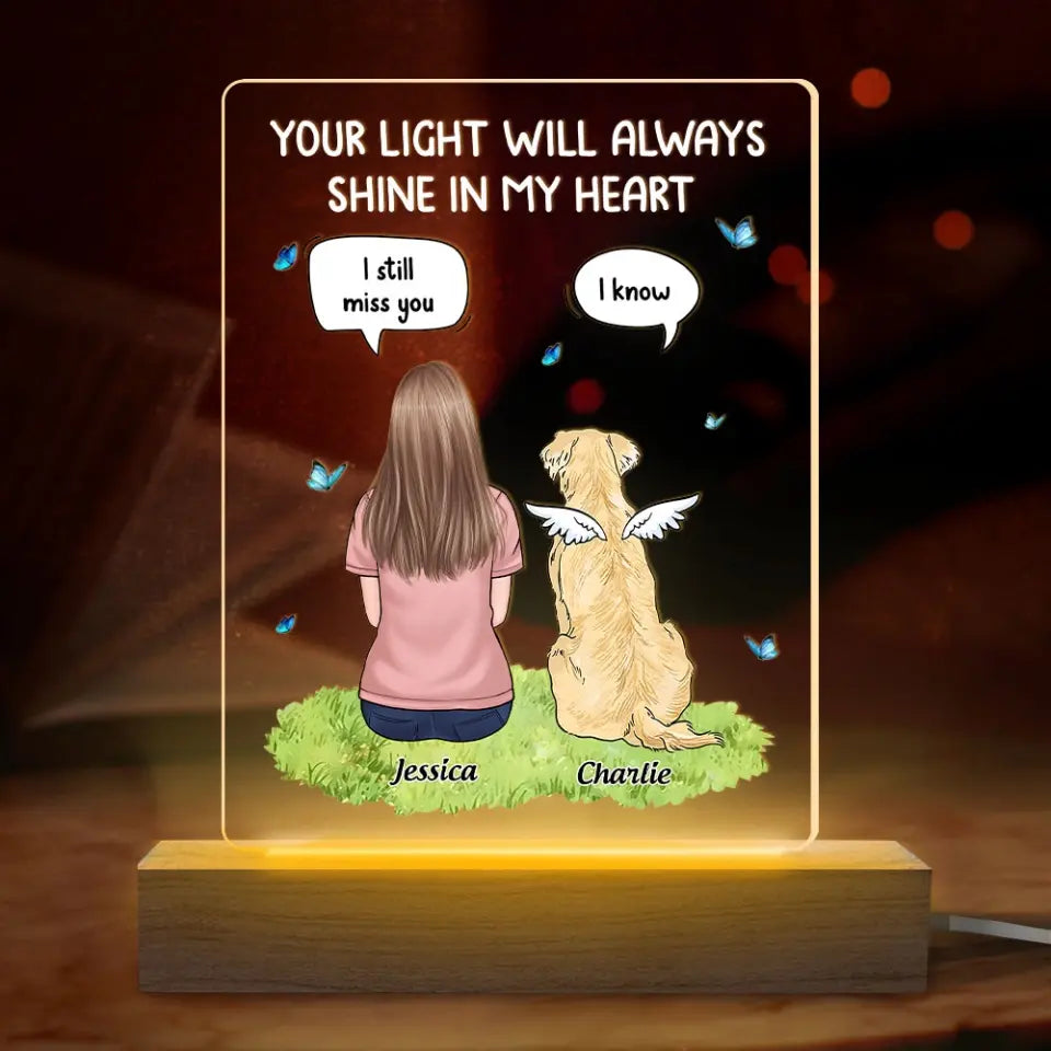 Still Here Around You - Memorial Personalized Custom Shaped 3D LED Light - Sympathy Gift For Pet Owners, Pet Lovers