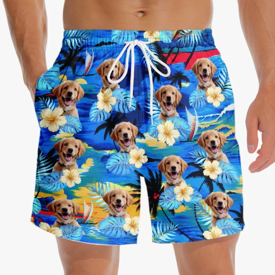 Custom Photo Life Is Better With Sandy Paws - Dog & Cat Personalized Custom Tropical Hawaiian Aloha Men Beach Shorts - Summer Vacation Gift, Birthday Party Gift For Pet Owners, Pet Lovers