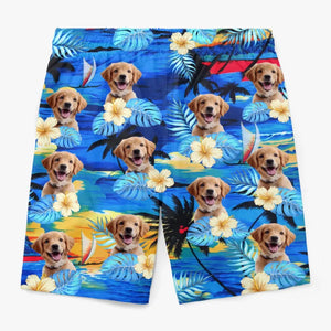 Custom Photo Life Is Better With Sandy Paws - Dog & Cat Personalized Custom Tropical Hawaiian Aloha Men Beach Shorts - Summer Vacation Gift, Birthday Party Gift For Pet Owners, Pet Lovers