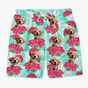 Custom Photo Let The Summer Begin - Dog & Cat Personalized Custom Tropical Hawaiian Aloha Men Beach Shorts - Summer Vacation Gift, Birthday Party Gift For Pet Owners, Pet Lovers