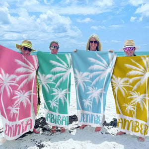 Tanned And Tipsy - Family Personalized Custom Beach Towel - Summer Vacation Gift, Birthday Pool Party Gift For Family Members