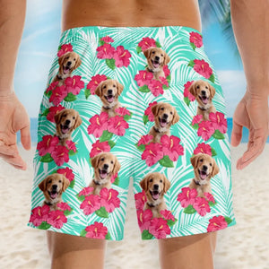 Custom Photo Let The Summer Begin - Dog & Cat Personalized Custom Tropical Hawaiian Aloha Men Beach Shorts - Summer Vacation Gift, Birthday Party Gift For Pet Owners, Pet Lovers