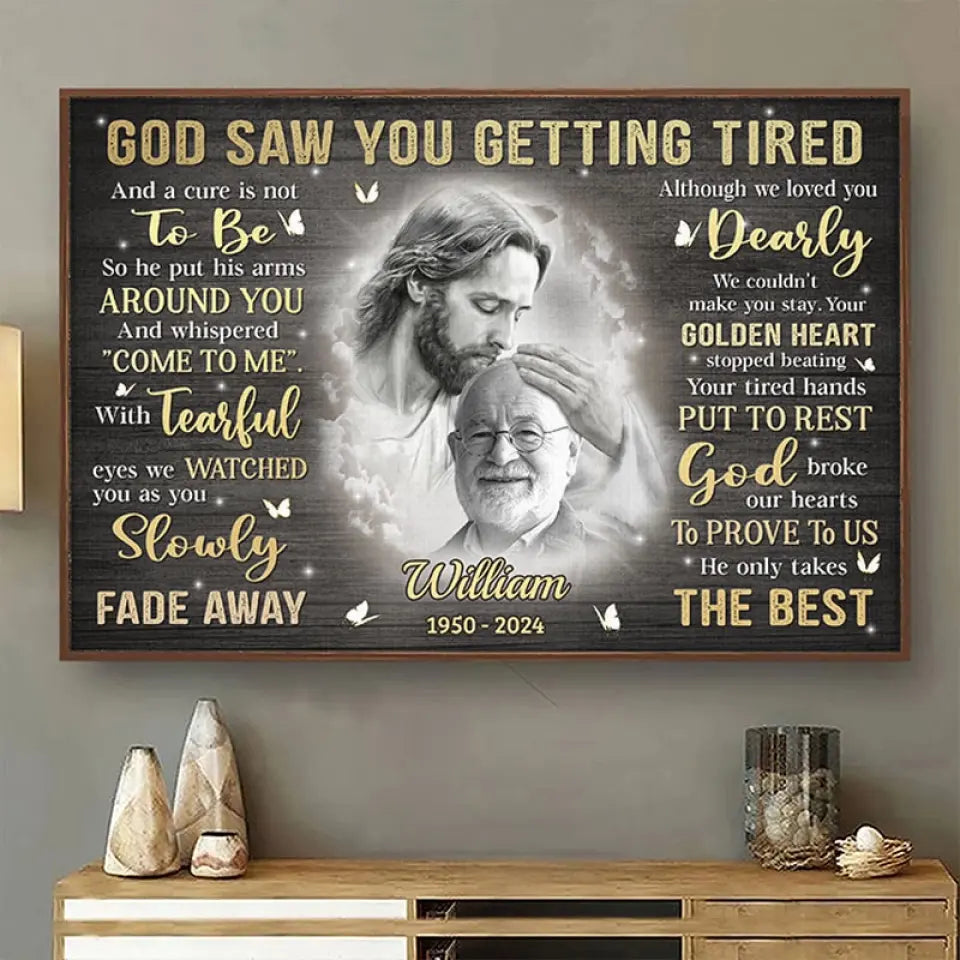 Custom Photo God Loves You No Matter What - Memorial Personalized Custom Horizontal Poster - Sympathy Gift For Family Members