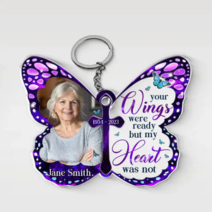 Custom Photo Live Like A Butterfly - Memorial Personalized Custom Shaped Acrylic Keychain - Sympathy Gift For Family Members