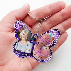 Custom Photo Live Like A Butterfly - Memorial Personalized Custom Shaped Acrylic Keychain - Sympathy Gift For Family Members