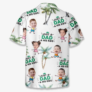 Custom Photo Just A Dad And His Kids - Family Personalized Custom Unisex Tropical Hawaiian Aloha Shirt - Summer Vacation Gift, Gift For Dad, Grandpa