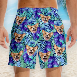 Custom Photo Meet Me Where The Sky Touches The Sea - Dog & Cat Personalized Custom Tropical Hawaiian Aloha Men Beach Shorts - Summer Vacation Gift, Birthday Party Gift For Pet Owners, Pet Lovers