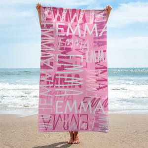 Summer Vibes - Family Personalized Custom Beach Towel - Summer Vacation Gift, Birthday Pool Party Gift For Family Members