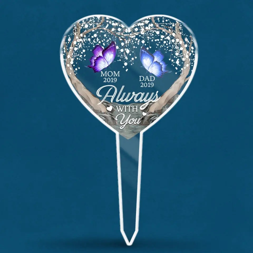 Your Light Will Always Shine In My Heart - Memorial Personalized Custom Stain Glass Style Acrylic Garden Stake - Sympathy Gift For Family Members