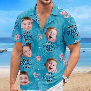 Custom Photo Best Daddy Ever - Family Personalized Custom Unisex Tropical Hawaiian Aloha Shirt - Summer Vacation Gift, Gift For Dad, Grandpa