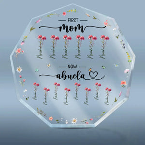 First Mama Now Abuela - Family Personalized Custom Nonagon Shaped Acrylic Plaque - Gift For Mom, Grandma