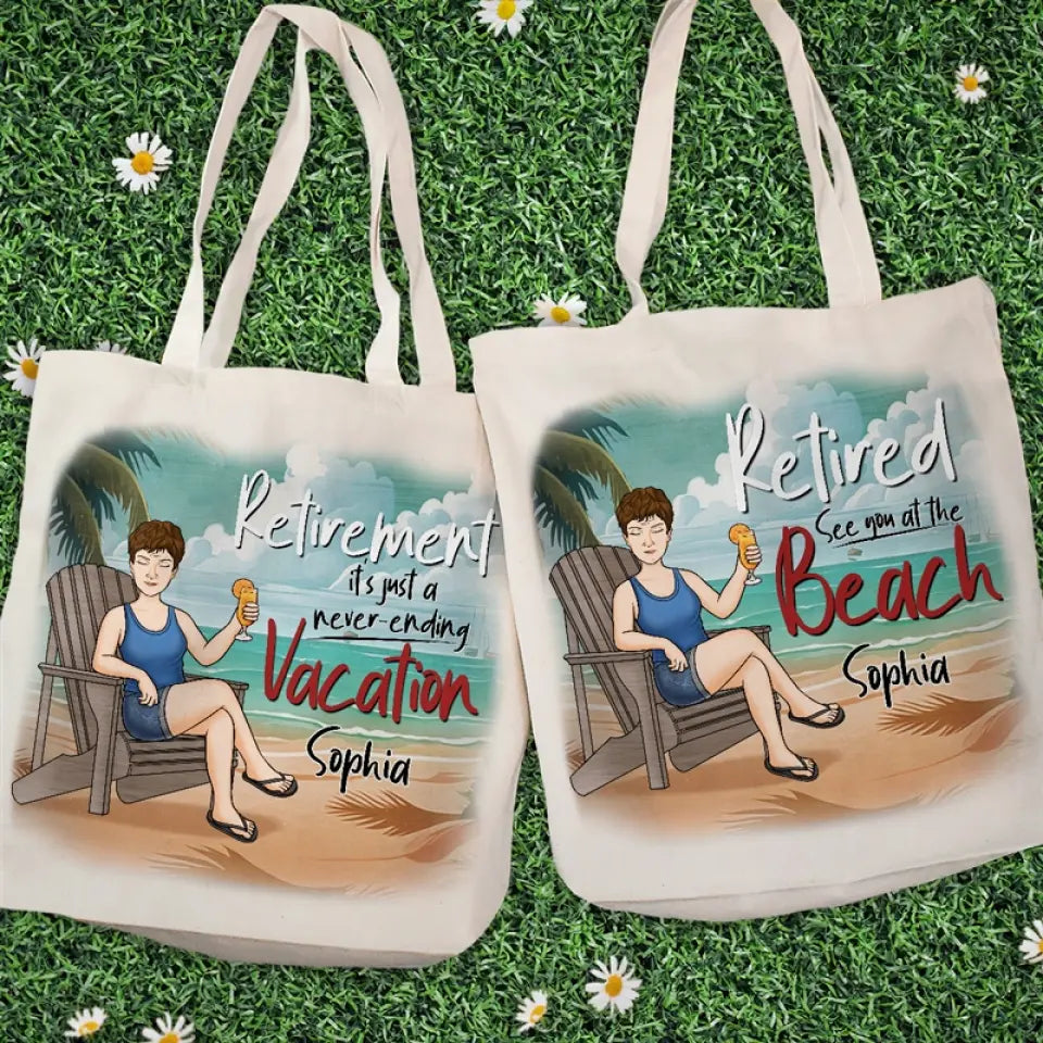 See You At The Beach - Family Personalized Custom Tote Bag - Appreciation, Retirement Gift For Grandma