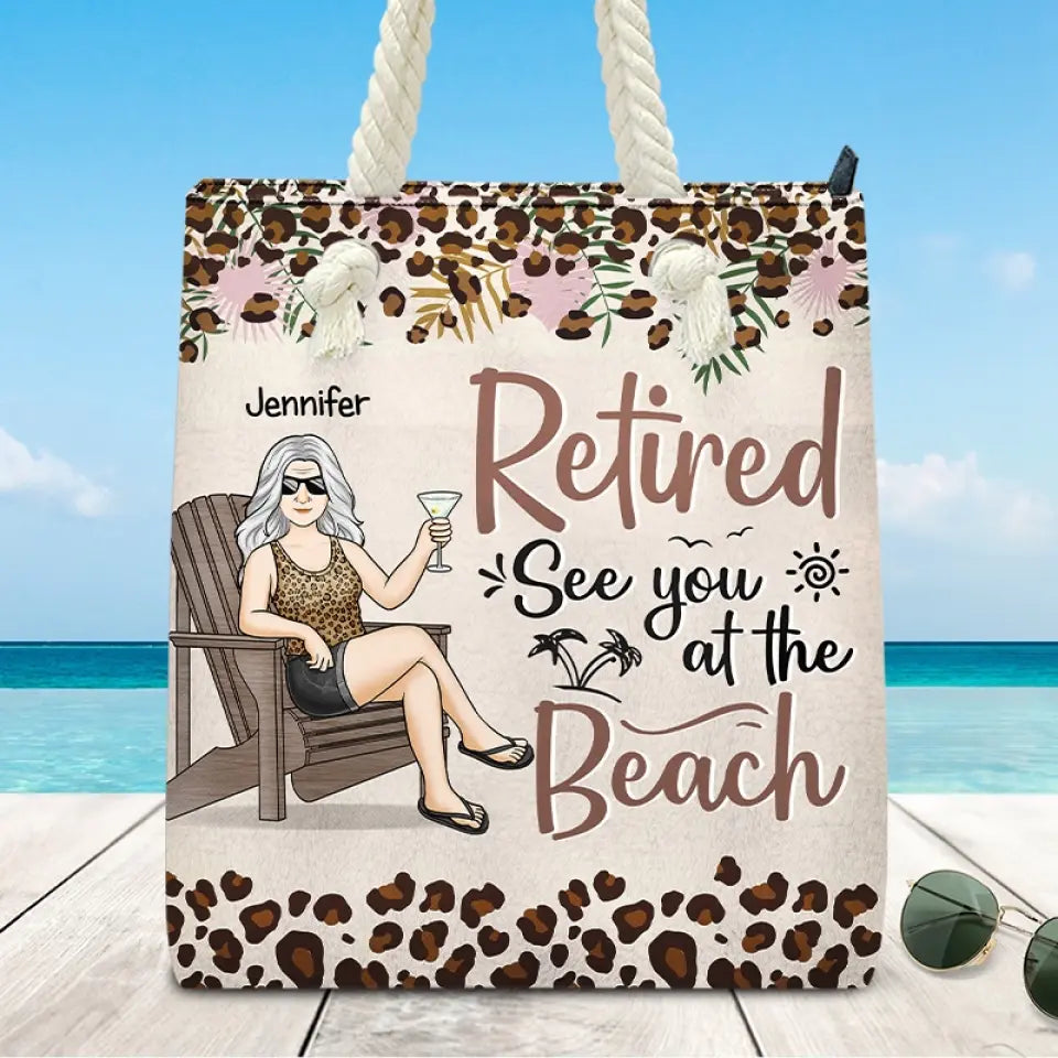 See You At The Beach - Family Personalized Custom Beach Bag - Appreciation, Retirement Gift For Grandma