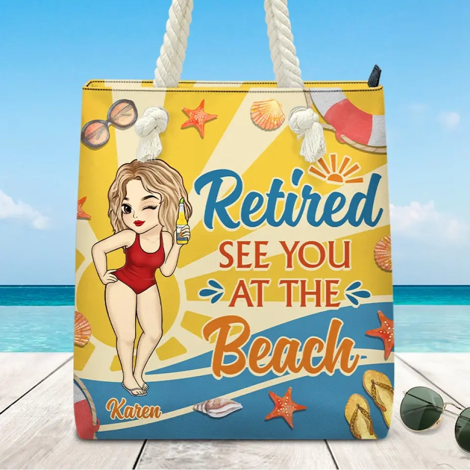 Retirement Is My New Beginning - Family Personalized Custom Beach Bag - Appreciation, Retirement Gift For Grandma