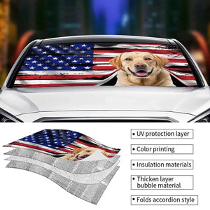 Custom Photo Happy Trip - Dog & Cat Personalized Custom Auto Windshield Sunshade, Car Window Protector - Gift For Pet Owners, Pet Lovers