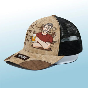 I Worked My Whole Life For This Cap - Family Personalized Custom Mesh-back Baseball Cap, Baseball Trucker Cap - Appreciation, Retirement Gift For Grandpa