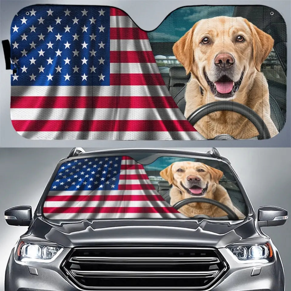 Custom Photo Happy Family Happy Trip - Dog & Cat Personalized Custom Auto Windshield Sunshade, Car Window Protector - Gift For Pet Owners, Pet Lovers