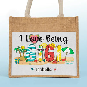 I Can Feel The Summer Breeze - Family Personalized Custom Tote Gift Bags, Jute Tote Bags, Beach Bags - Gift For Grandma